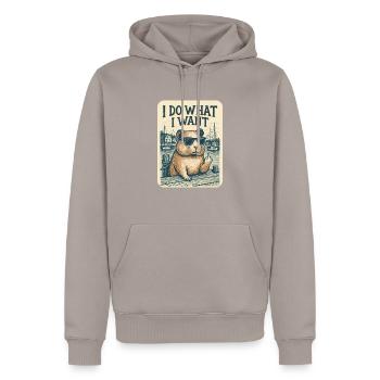 Lustiger Hamster Ich mache, was ich will, Finger - Männer Premium Bio Hoodie - Taupe - Vorne - Nico (187cm)