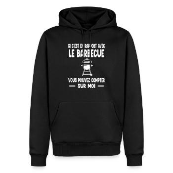 barbecue bbq drôle humour grille - Sweat à capuche Premium bio Homme - noir - Devant - Nico (187cm)