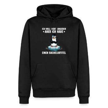 Bachelortitel Pinguin Uni Bachelor Abschluss - Männer Premium Bio Hoodie - Schwarz - Vorne - Nico (187cm)