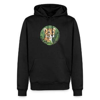 Gepard im Dschungel - Männer Premium Bio Hoodie - Schwarz - Vorne - Nico (187cm)
