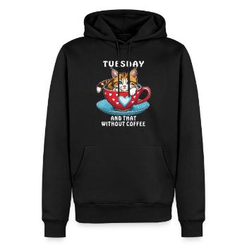 CAT COFFEE CUP TUESDAY AND THAT WITHOUT COFFEE - Men’s Premium Organic Hoodie - black - Front - Nico (187cm)