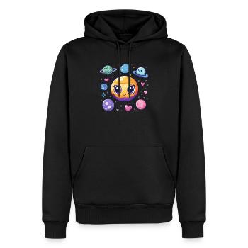 Planète dans le système solaire avec un cœur - Sweat à capuche Premium bio Homme - noir - Devant - Nico (187cm)