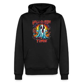 L’HEURE D’HALLOWEEN - Sweat à capuche Premium bio Homme - noir - Devant - Nico (187cm)