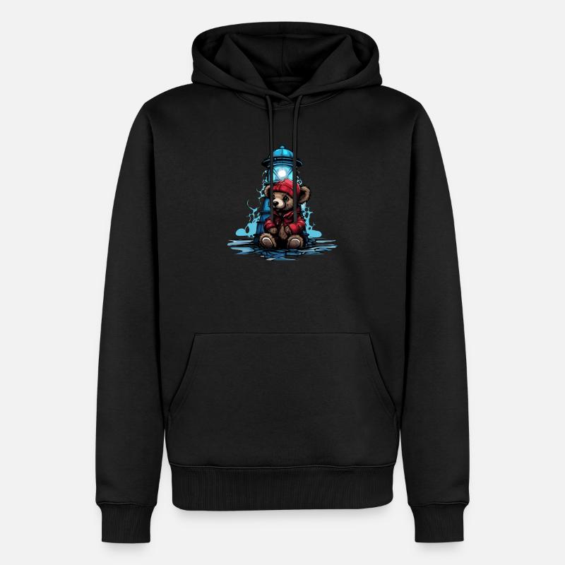 Bär am Leuchtturm - Männer Premium Bio Hoodie - Schwarz