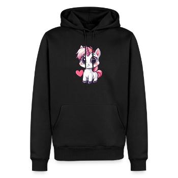 Zauberhaftes Einhornherz - Männer Premium Bio Hoodie - Schwarz - Vorne - Nico (187cm)
