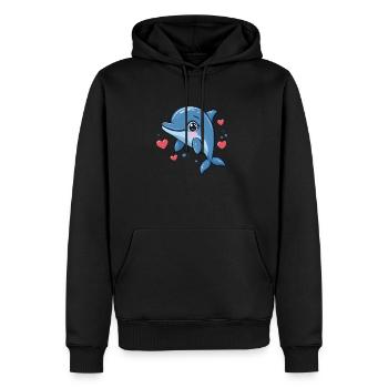 Dauphin copieux - Sweat à capuche Premium bio Homme - noir - Devant - Nico (187cm)