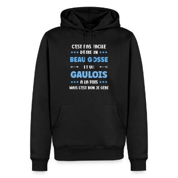 Gaulois - Sweat à capuche Premium bio Homme - noir - Devant - Nico (187cm)