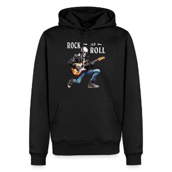MUSICIEN GUITARE ROCK AND ROLL - Sweat à capuche Premium bio Homme - noir - Devant - Nico (187cm)
