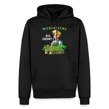 MICROGREENS BIG GROWTH - Männer Premium Bio Hoodie - Schwarz - Vorne - Nico (187cm)
