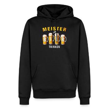 MAÎTRE DANS LA CONSOMMATION DE BIÈRE - Sweat à capuche Premium bio Homme - noir - Devant - Nico (187cm)