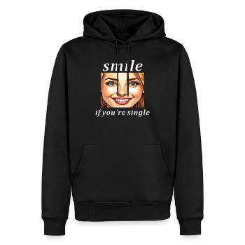 FRAU SMILE si vous êtes célibataire - Sweat à capuche Premium bio Homme - noir - Devant - Nico (187cm)
