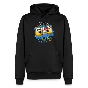 1983 MUSIKKASETTE BEST OF - Männer Premium Bio Hoodie - Schwarz - Vorne - Nico (187cm)
