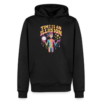 Le temps est une illusion Design psychédélique - Sweat à capuche Premium bio Homme - noir - Devant - Nico (187cm)