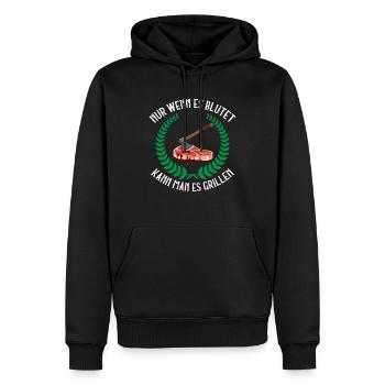 Nur wenn es blutet kann man es grillen - Männer Premium Bio Hoodie - Schwarz - Vorne - Nico (187cm)