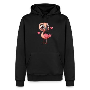 Flamingo mit Herz - Männer Premium Bio Hoodie - Schwarz - Vorne - Nico (187cm)