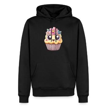 Cupcake mit Blumenkranz - Männer Premium Bio Hoodie - Schwarz - Vorne - Nico (187cm)