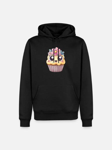 Cupcake mit Blumenkranz - Männer Premium Bio Hoodie - Schwarz
