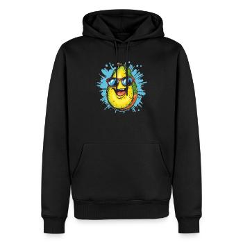 Lustige Avocado mit Brille - Männer Premium Bio Hoodie - Schwarz - Vorne - Nico (187cm)