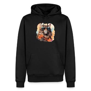 Chat hawaïen avec du style - Sweat à capuche Premium bio Homme - noir - Devant - Nico (187cm)