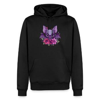 Blumenfledermaus mit Charme - Männer Premium Bio Hoodie - Schwarz - Vorne - Nico (187cm)