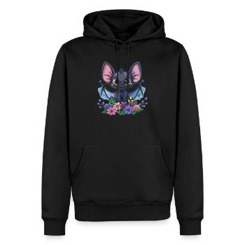 Verspielte Blumen-Fledermaus - Männer Premium Bio Hoodie - Schwarz - Vorne - Nico (187cm)