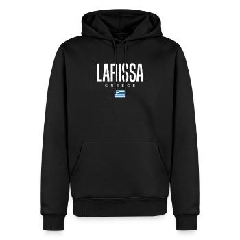 Larissa, Grèce - Sweat à capuche Premium bio Homme - noir - Devant - Nico (187cm)