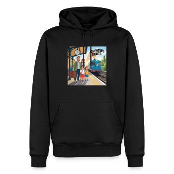 URLAUB MIT DER FAMILIE, DAS ABENTEUER WARTET AUF SIE - Männer Premium Bio Hoodie - Schwarz - Vorne - Nico (187cm)