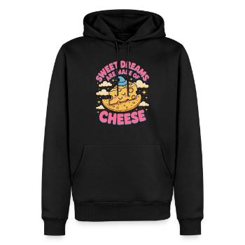 Les beaux rêves sont faits de fromage - Sweat à capuche Premium bio Homme - noir - Devant - Nico (187cm)