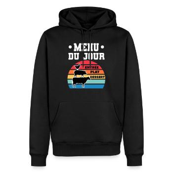 barbecue humour menu du jour bbq vintage - Sweat à capuche Premium bio Homme - noir - Devant - Nico (187cm)