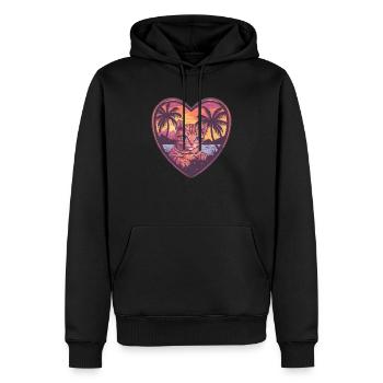 Chat coeur tropical - Sweat à capuche Premium bio Homme - noir - Devant - Nico (187cm)