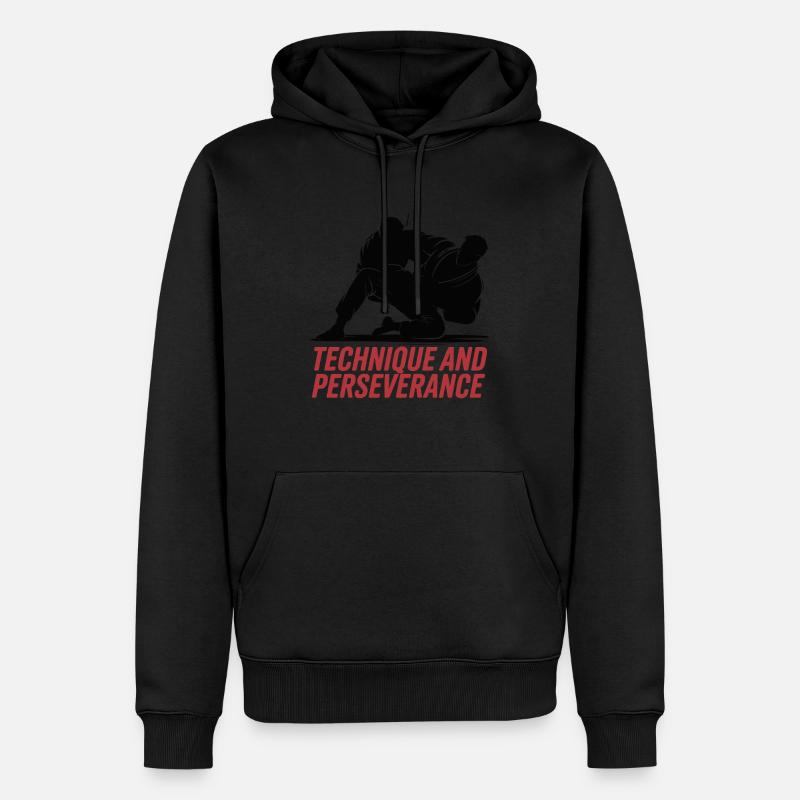 TECHNIK UND AUSDAUER - Männer Premium Bio Hoodie - Schwarz