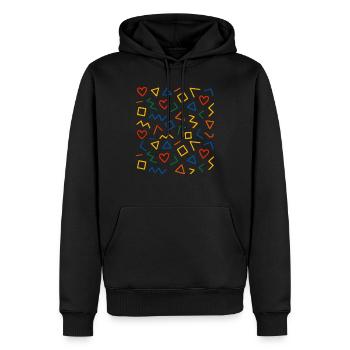 Geometrisches Muster Design - Männer Premium Bio Hoodie - Schwarz - Vorne - Nico (187cm)
