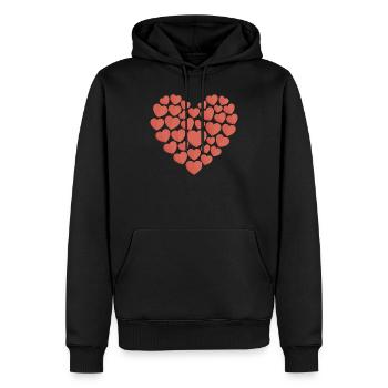 Un coeur fait de coeurs Saint-Valentin Amour mignon - Sweat à capuche Premium bio Homme - noir - Devant - Nico (187cm)