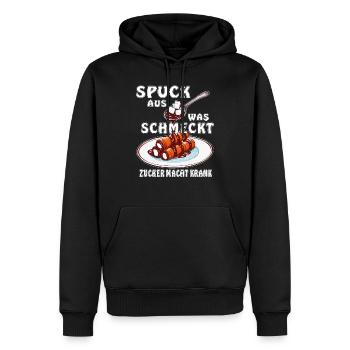 SUCRE CRACHER CE QUI A BON GOÛT - Sweat à capuche Premium bio Homme - noir - Devant - Nico (187cm)