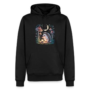 Niedlicher Igel Cottagecore - Männer Premium Bio Hoodie - Schwarz - Vorne - Nico (187cm)