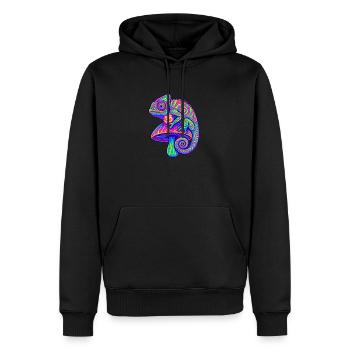 Goa CHAMELEON - Psytrance und Goa Party - Männer Premium Bio Hoodie - Schwarz - Vorne - Nico (187cm)