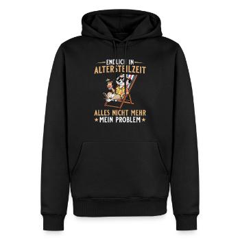 Frührente Erdmännchen im Liegestuhl Altersteilzeit - Männer Premium Bio Hoodie - Schwarz - Vorne - Nico (187cm)