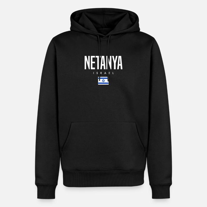 Netanya, Israël - Sweat à capuche Premium bio Homme - noir