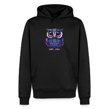Hibou mignon aux yeux écarquillés - Sweat à capuche Premium bio Homme - noir - Devant - Nico (187cm)