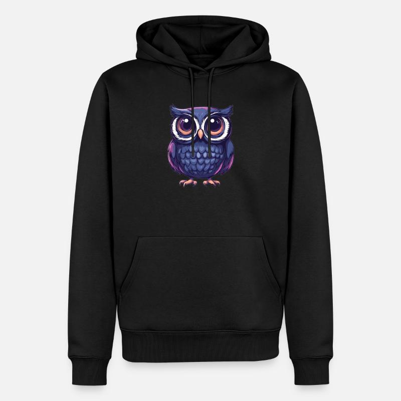 Niedliche Eule mit Kulleraugen - Männer Premium Bio Hoodie - Schwarz