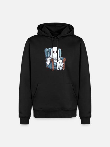 Geist auf Sessel - Männer Premium Bio Hoodie - Schwarz