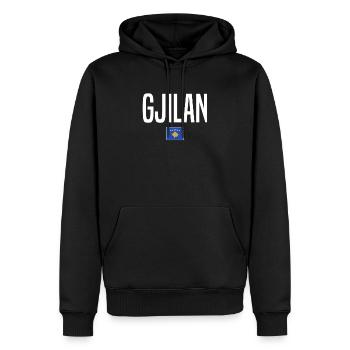 Gjilan, Kosovo - Sweat à capuche Premium bio Homme - noir - Devant - Nico (187cm)
