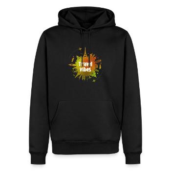 Travel Vibes – Städte der Welt im Kreisdesign - Männer Premium Bio Hoodie - Schwarz - Vorne - Nico (187cm)