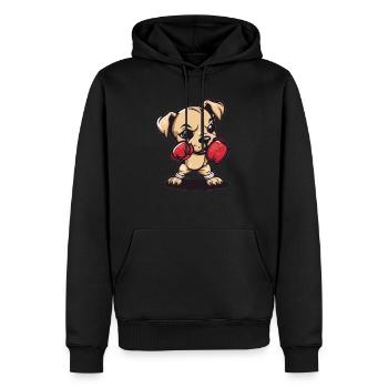 Chien boxer avec puissance - Sweat à capuche Premium bio Homme - noir - Devant - Nico (187cm)