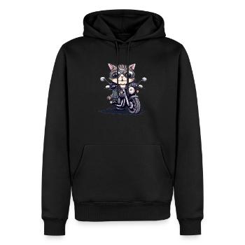 Moto chat avec du style - Sweat à capuche Premium bio Homme - noir - Devant - Nico (187cm)