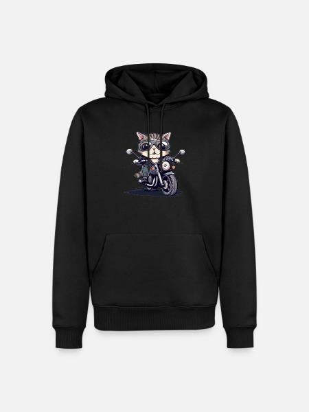 Motorradkatze mit Stil - Herre Premium økologisk hoodie - sort