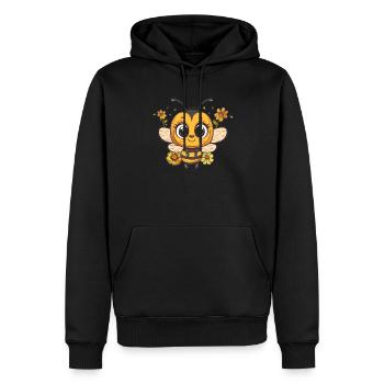 Abeille fleur avec breloque - Sweat à capuche Premium bio Homme - noir - Devant - Nico (187cm)