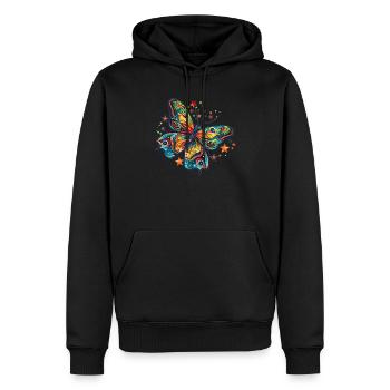 Papillon étoile fantaisie - Sweat à capuche Premium bio Homme - noir - Devant - Nico (187cm)