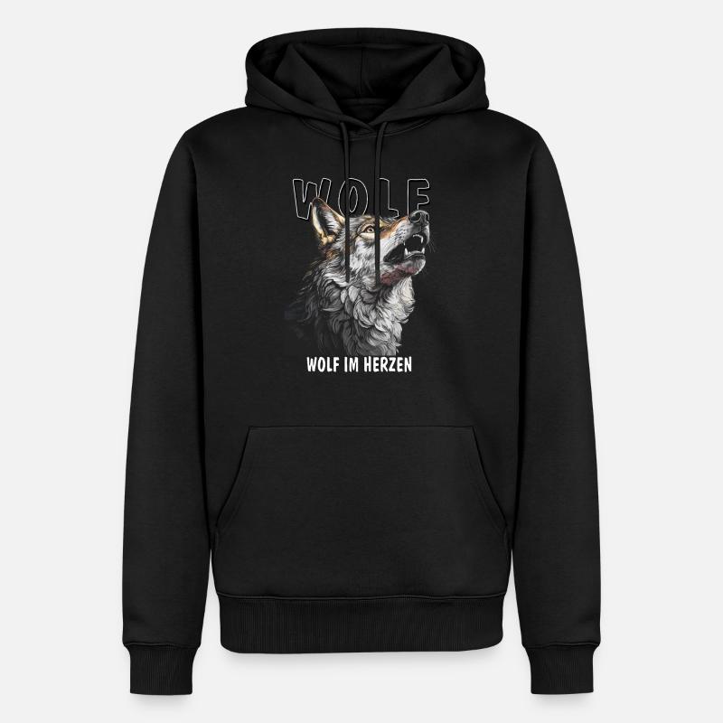 LOUP LOUP DANS L’ÂME - Sweat à capuche Premium bio Homme - noir