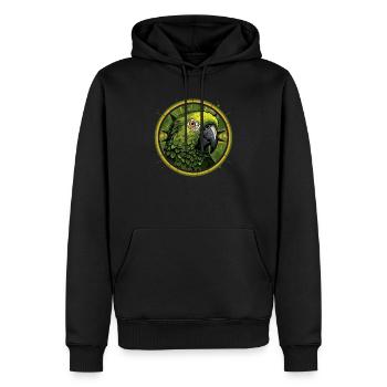 Tête de perroquet vert - Sweat à capuche Premium bio Homme - noir - Devant - Nico (187cm)